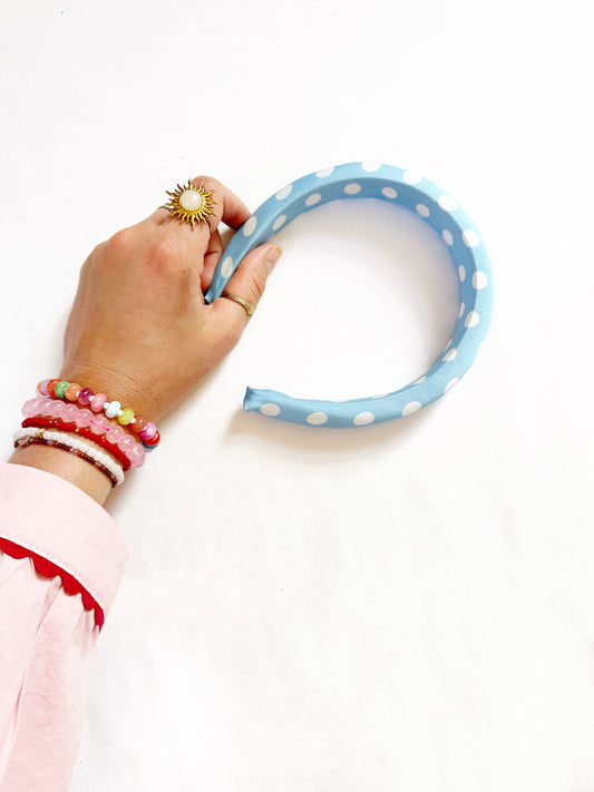 Classic Headband in blue polka dot