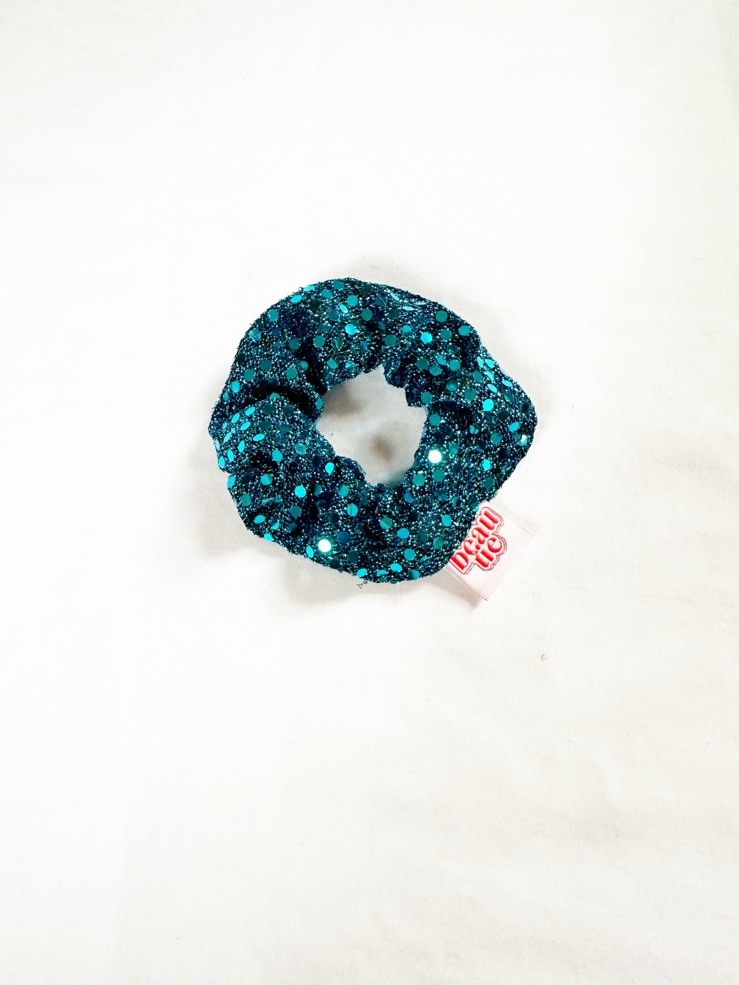 Mini scrunchie in teal sequins