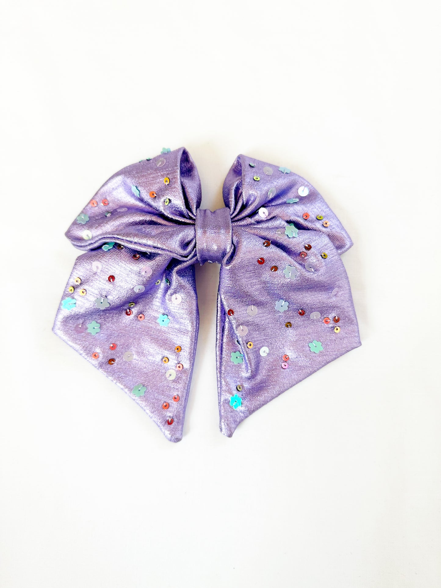 The Galaxy Shimmer - Hair Bow in lilac shimmer with flower sequins