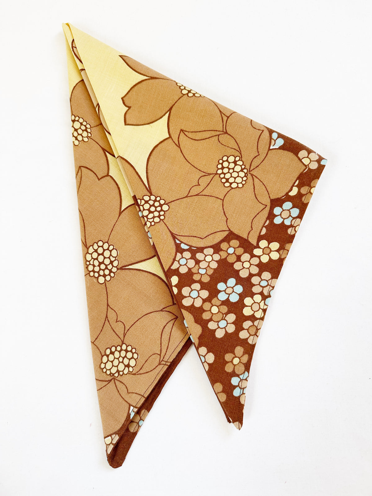 Bandana & neck scarf in brown vintage floral