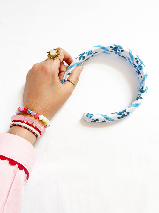 Classic Headband in vintage blue rose