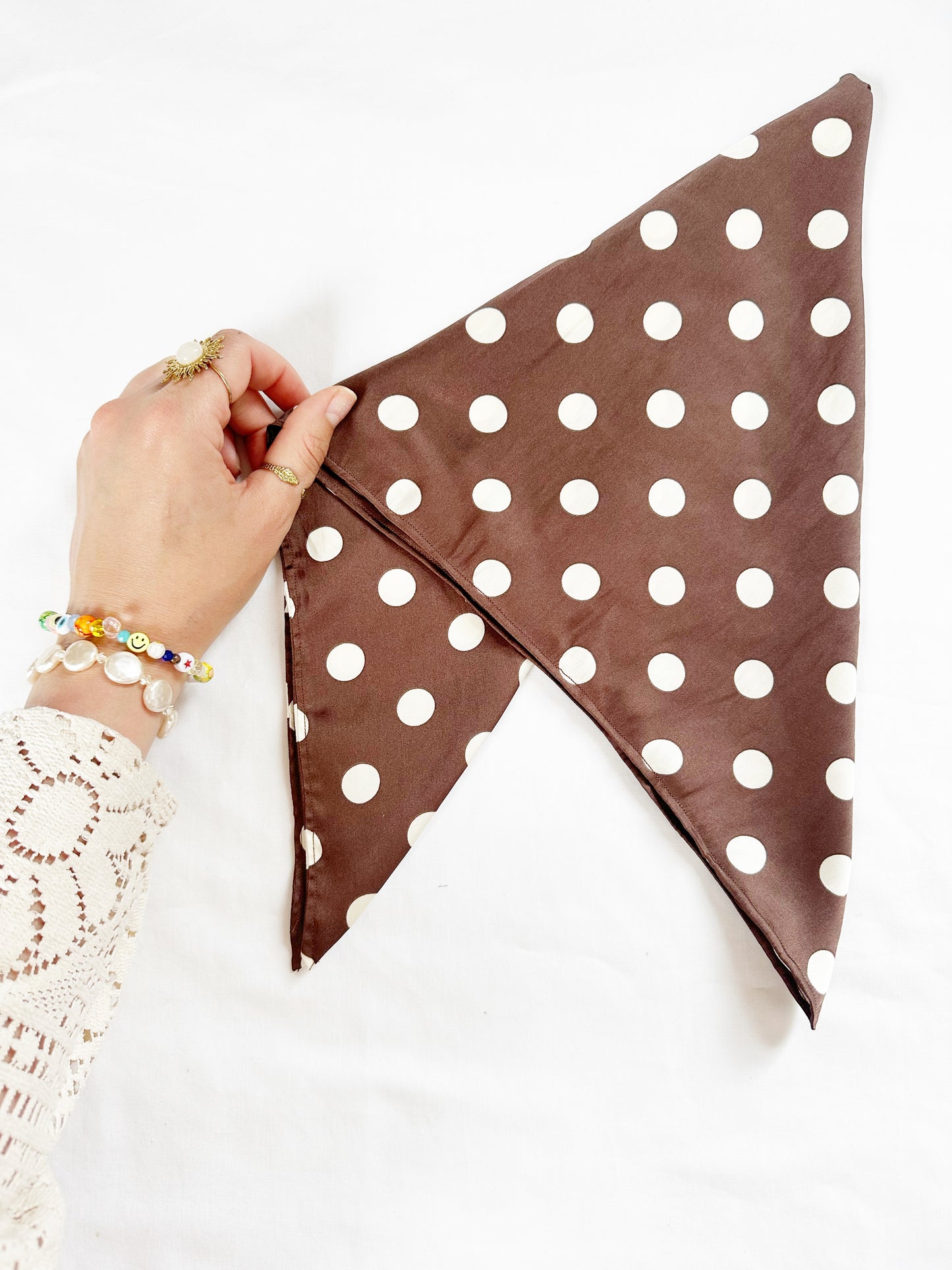 Bandana & neck scarf in brown polka dot