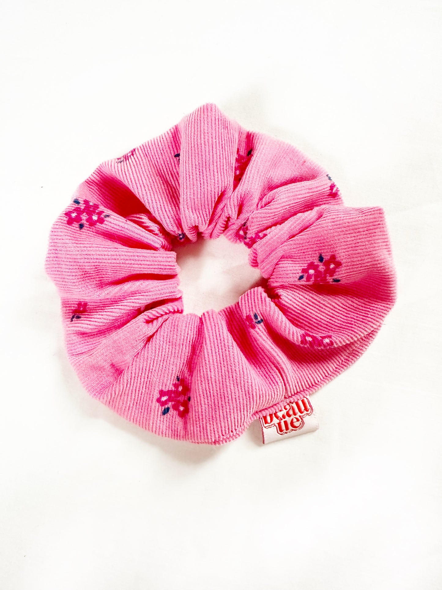 OG scrunchie in pink floral cord