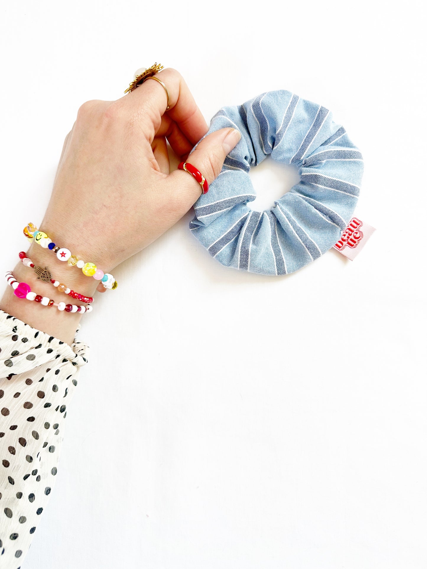 Mini scrunchie in blue stripe