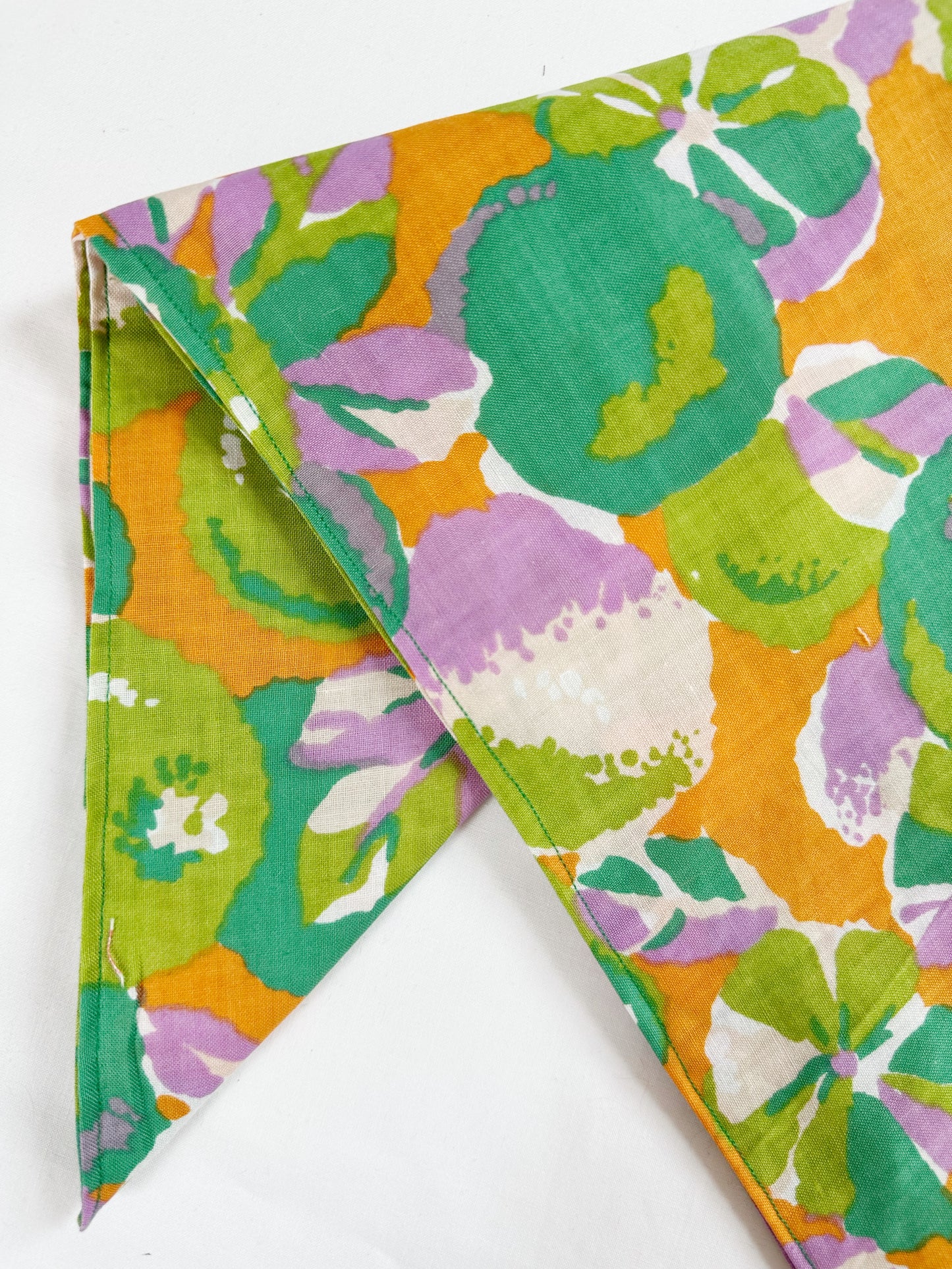 Bandana & neck scarf in green and purple floral