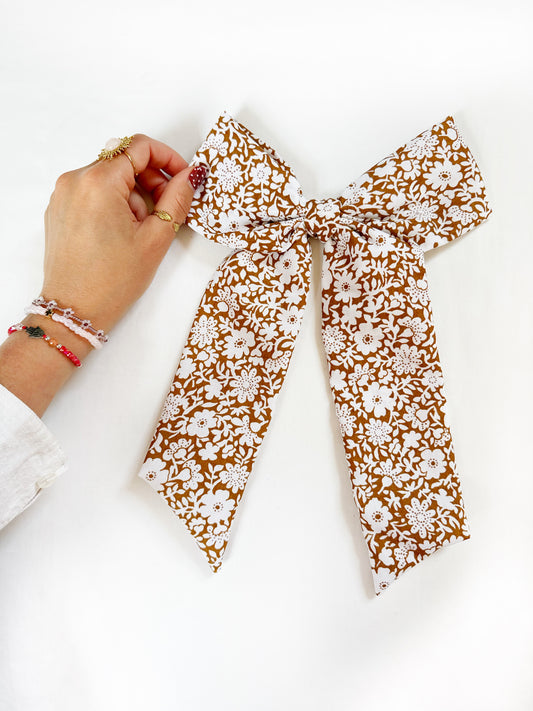 POWER Hair Bow in brown floral