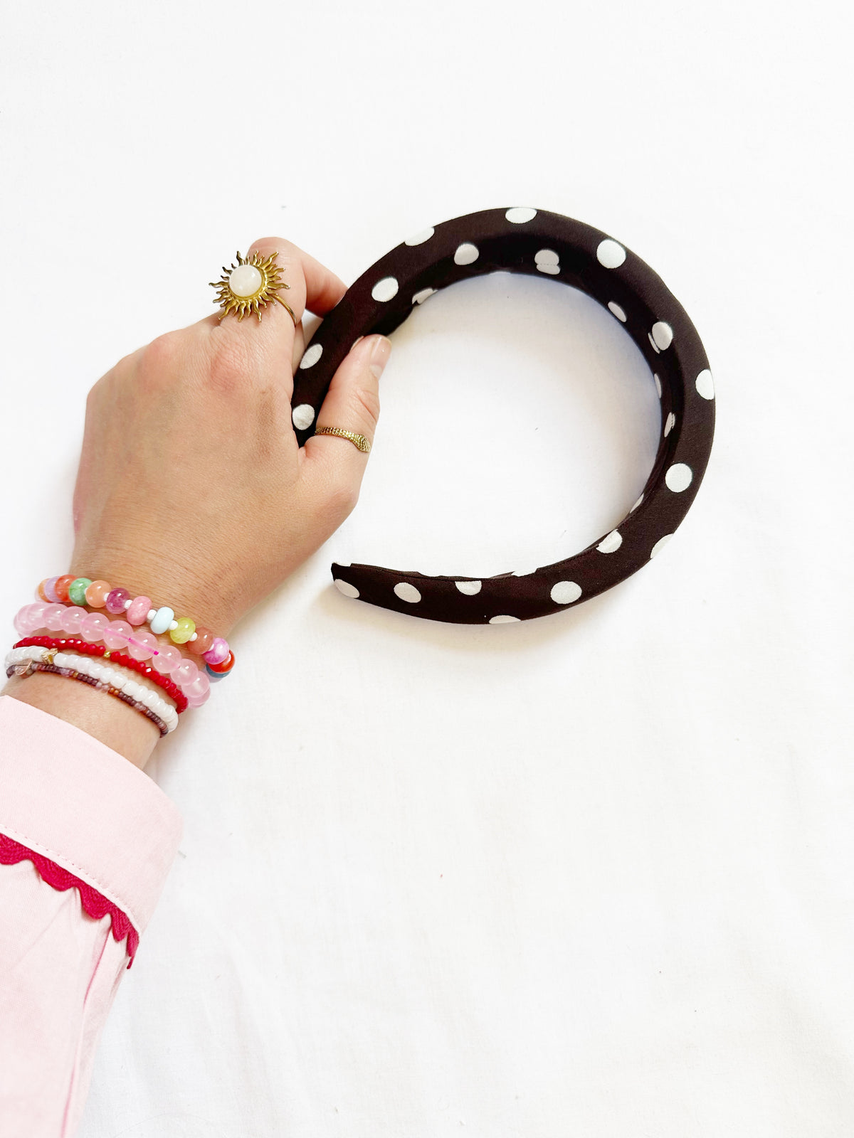 Classic Headband in brown polka dot