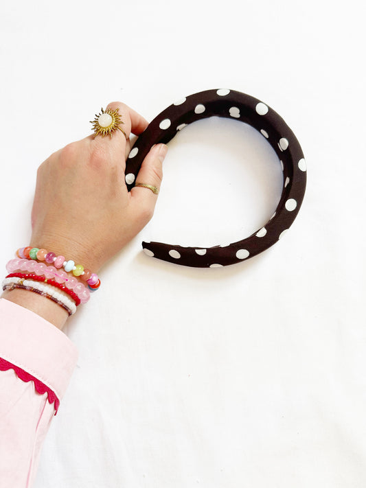 Classic Headband in brown polka dot