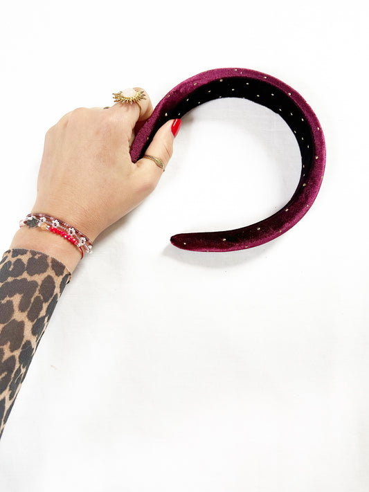 Classic Headband in burgundy gold stud