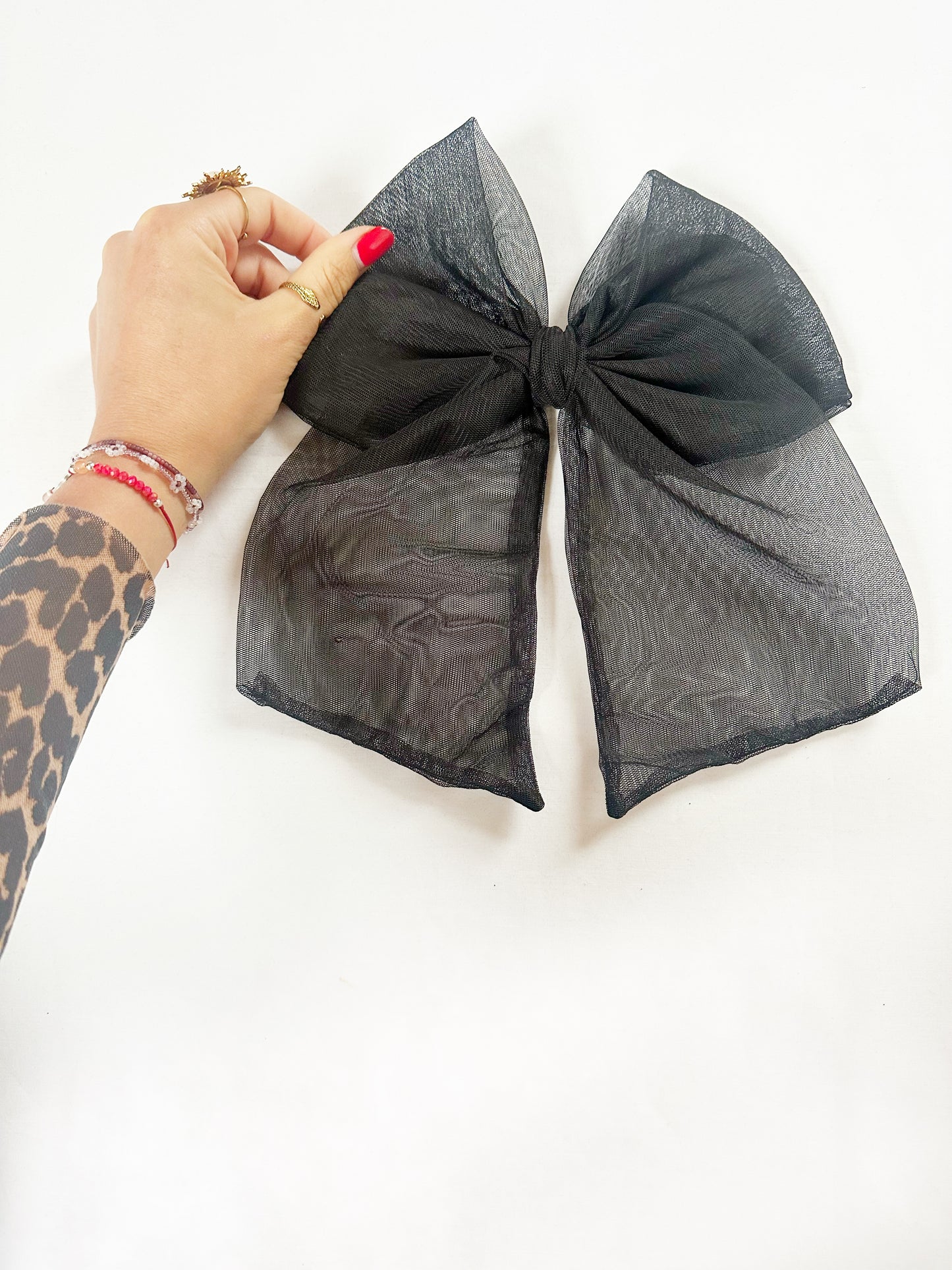 Power Hair Bow in sheer black