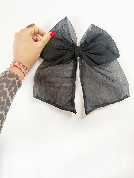 Power Hair Bow in sheer black