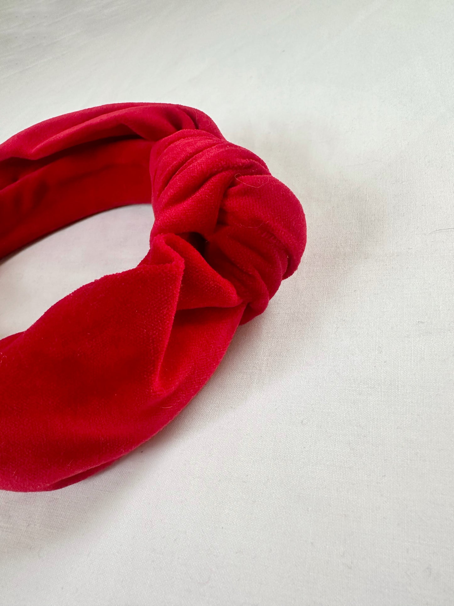 Knotted Headband in red velvet