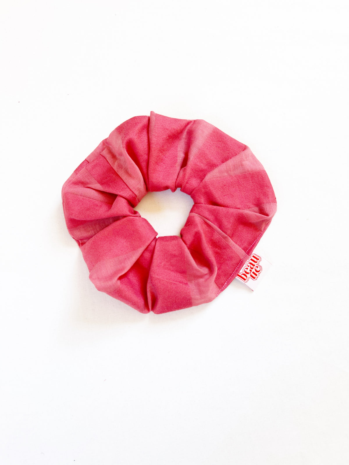 OG scrunchie in pink stripe cotton