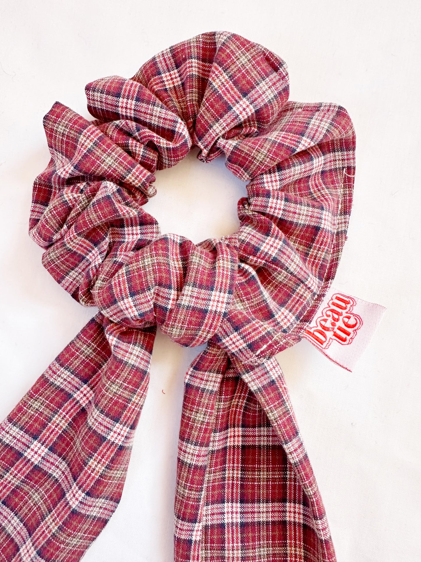 Dolly scarf scrunchie in tartan cotton, in mini or regular.