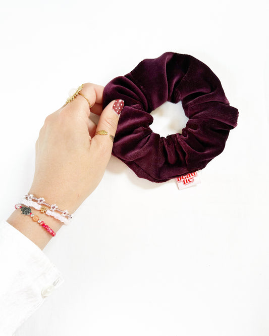 OG scrunchie in vintage berry velvet