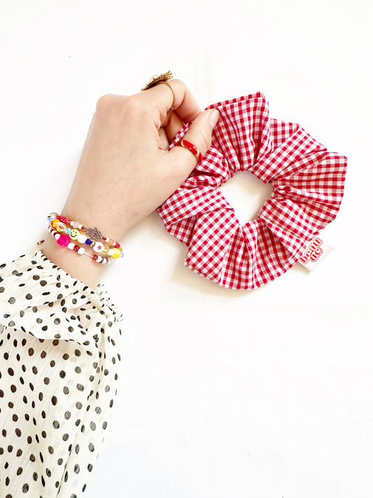 OG scrunchie in red gingham