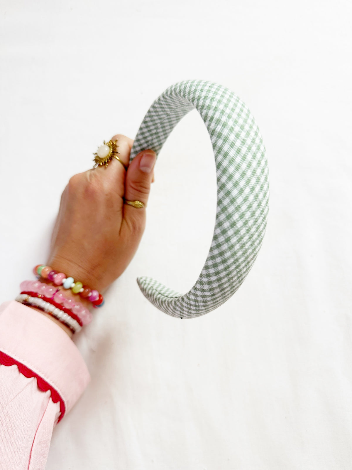 Classic Headband in green gingham
