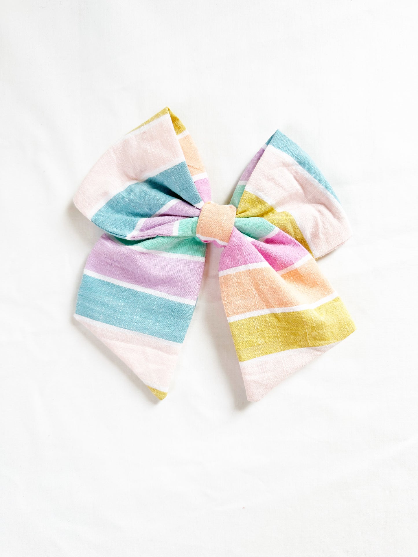 Beau hair bow in pastel beach stripes