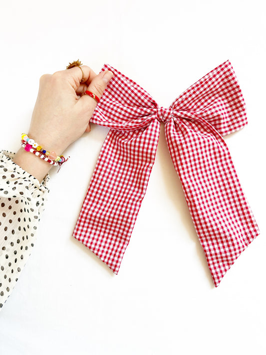 The Power Hair Bow in red gingham