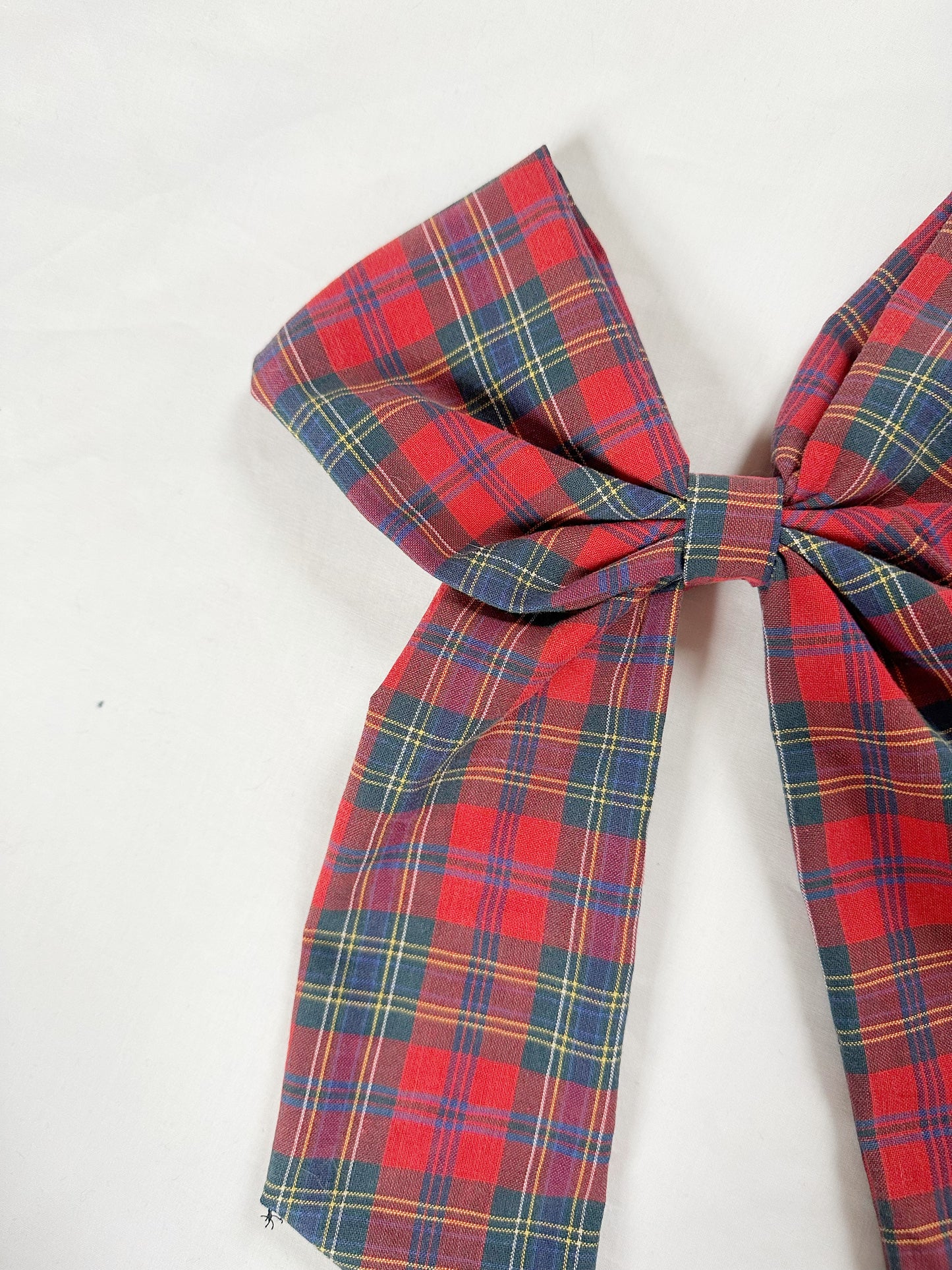 Power Hair Bow in vintage red tartan cotton