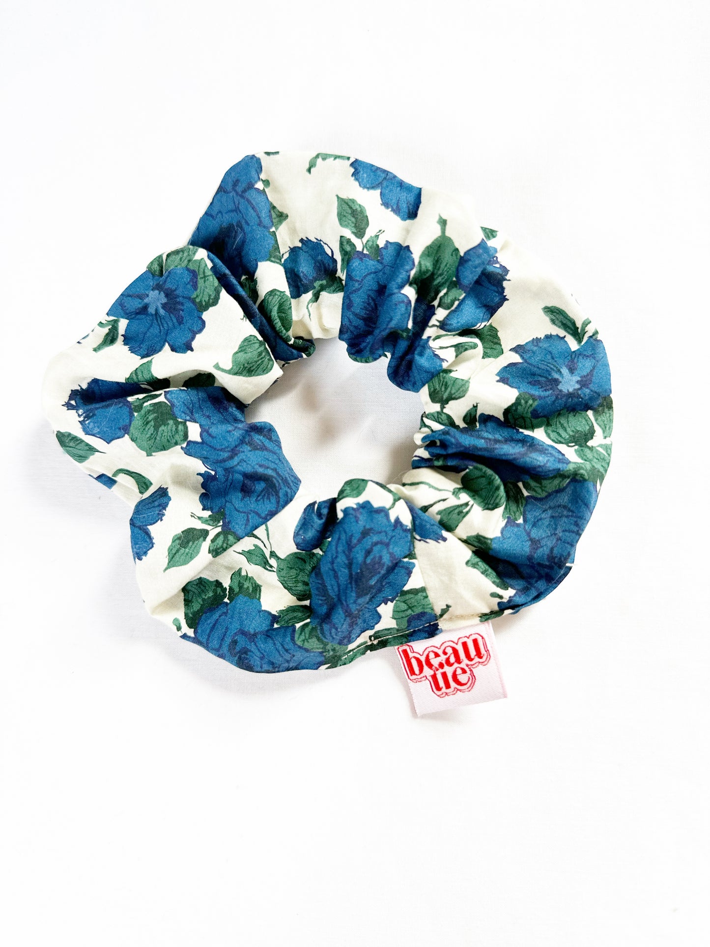 OG scrunchie in blue rose Liberty cotton