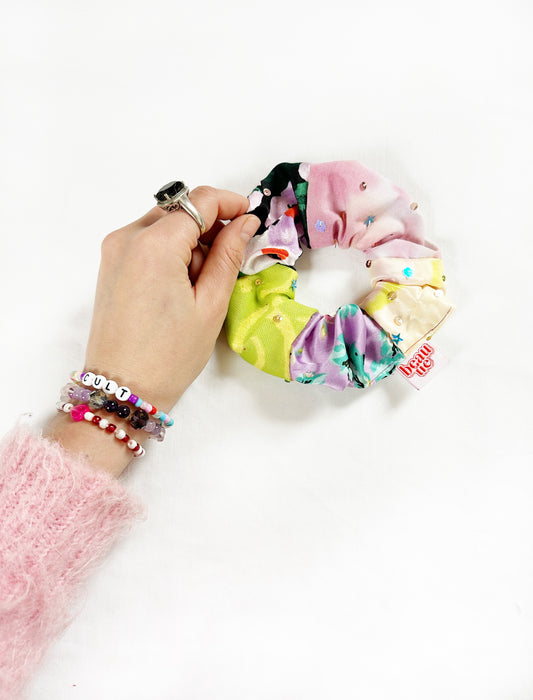 Patchwork sequinned OG scrunchie