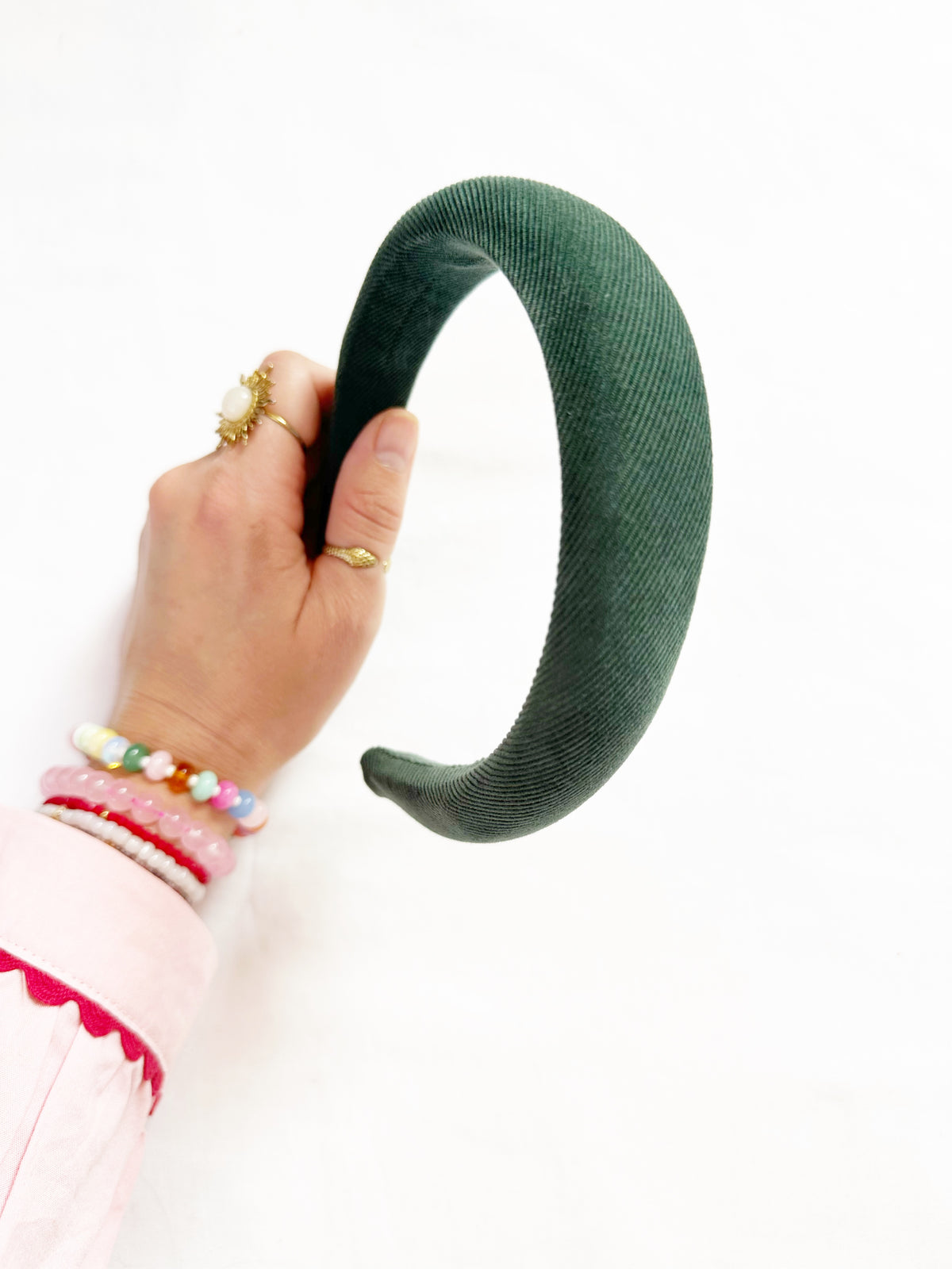 Classic Headband in green corduroy