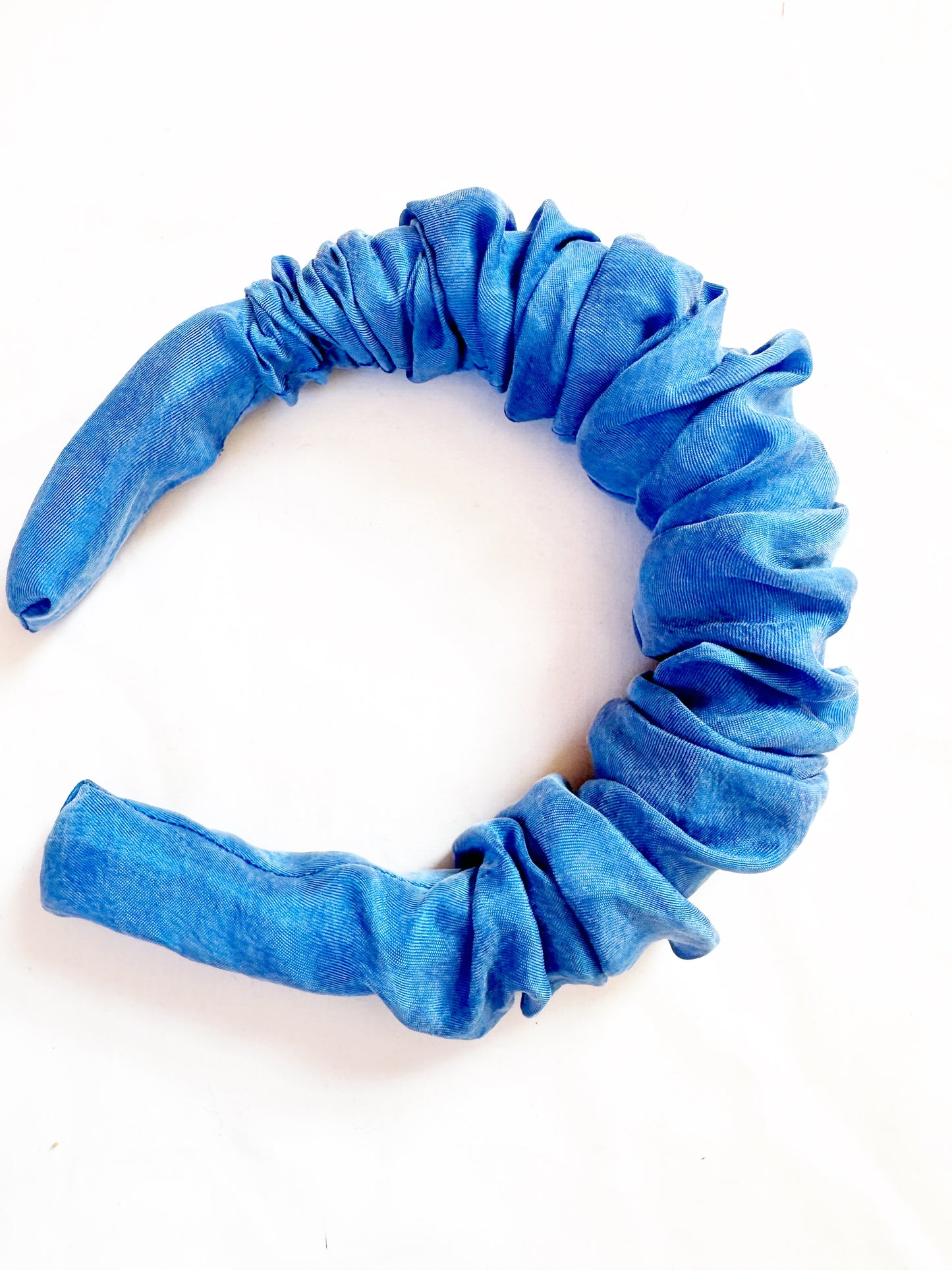 Ruffle Headband in vibrant blue silk