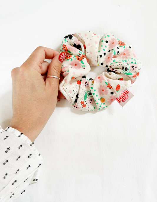 OG scrunchie in floral fruit print