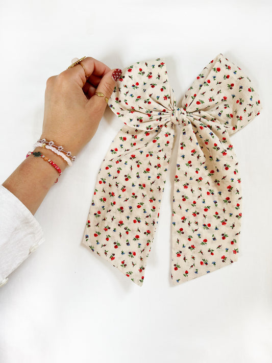 POWER Hair Bow in rose print