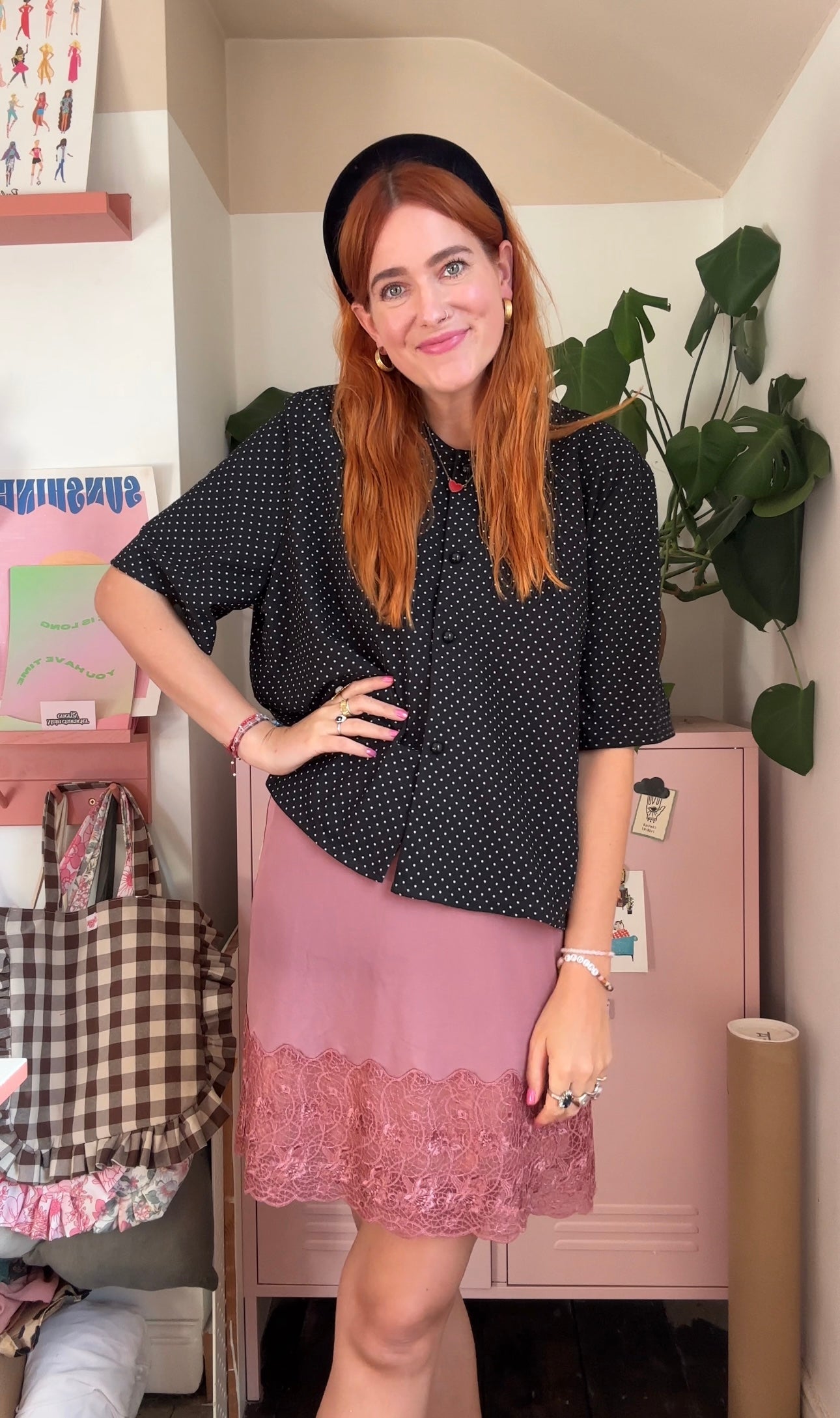 Padded Headband in midnight blue velvet