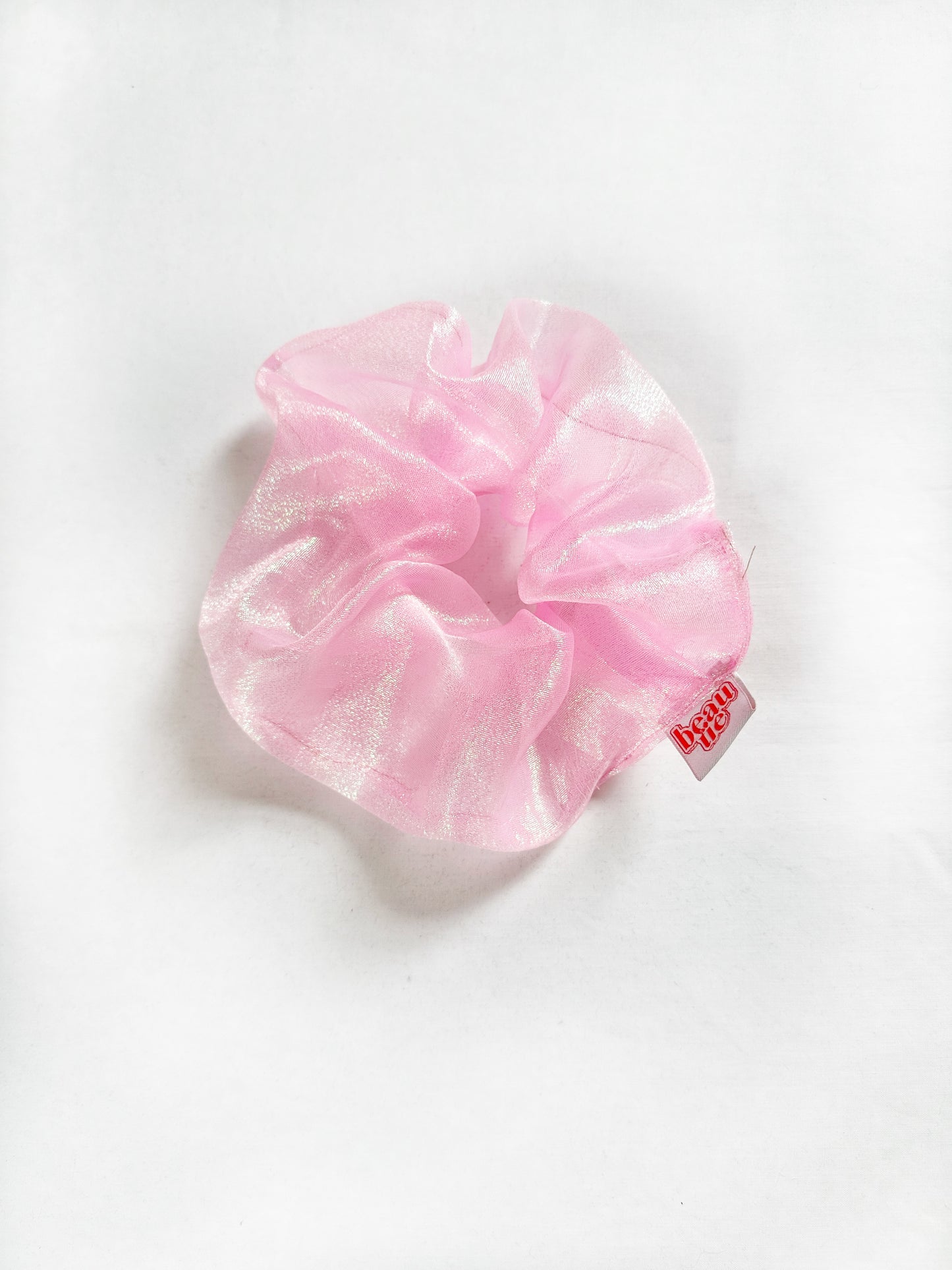 Oversized sheer scrunchie in shimmery pink