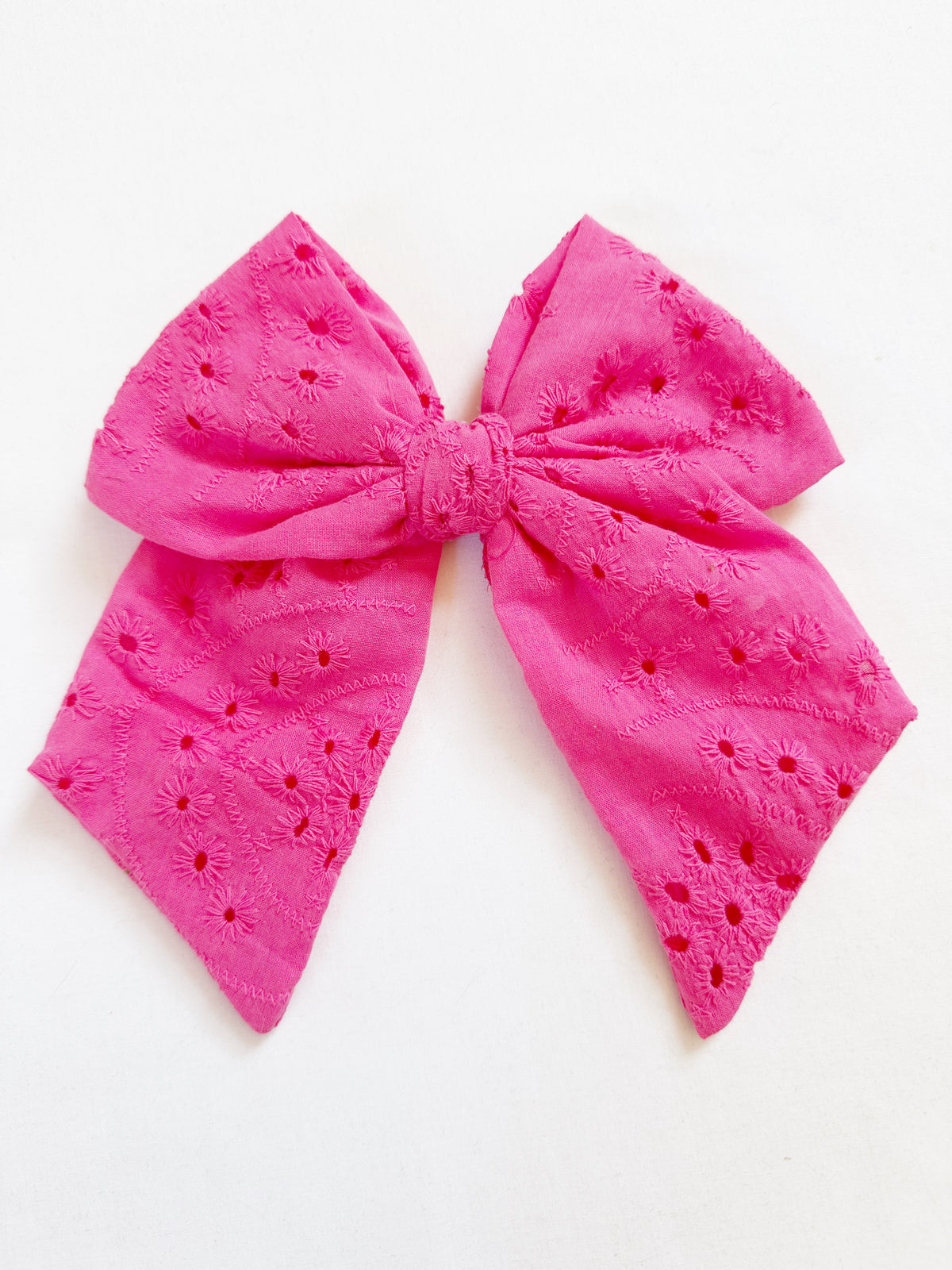 Beau hair bow in hot pink broderie