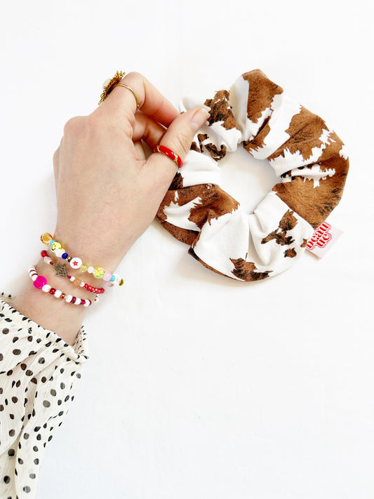 OG scrunchie in cow print