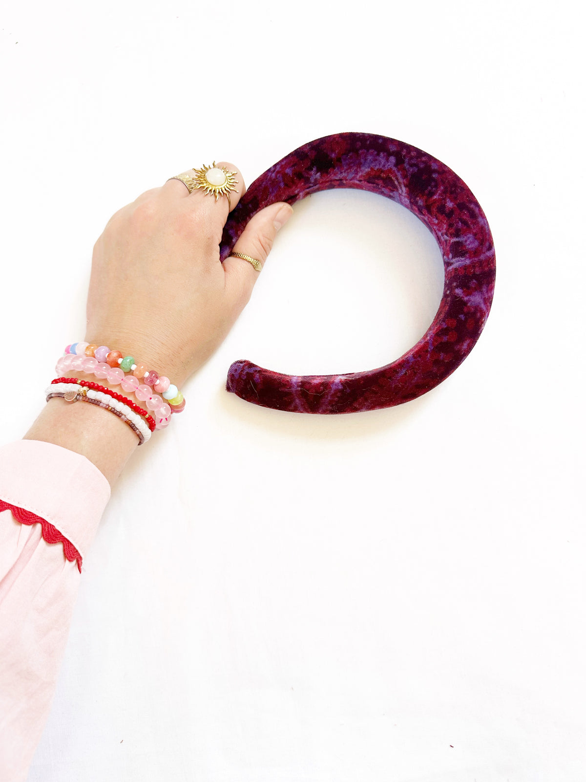 Padded Headband in purple paisley vintage velvet