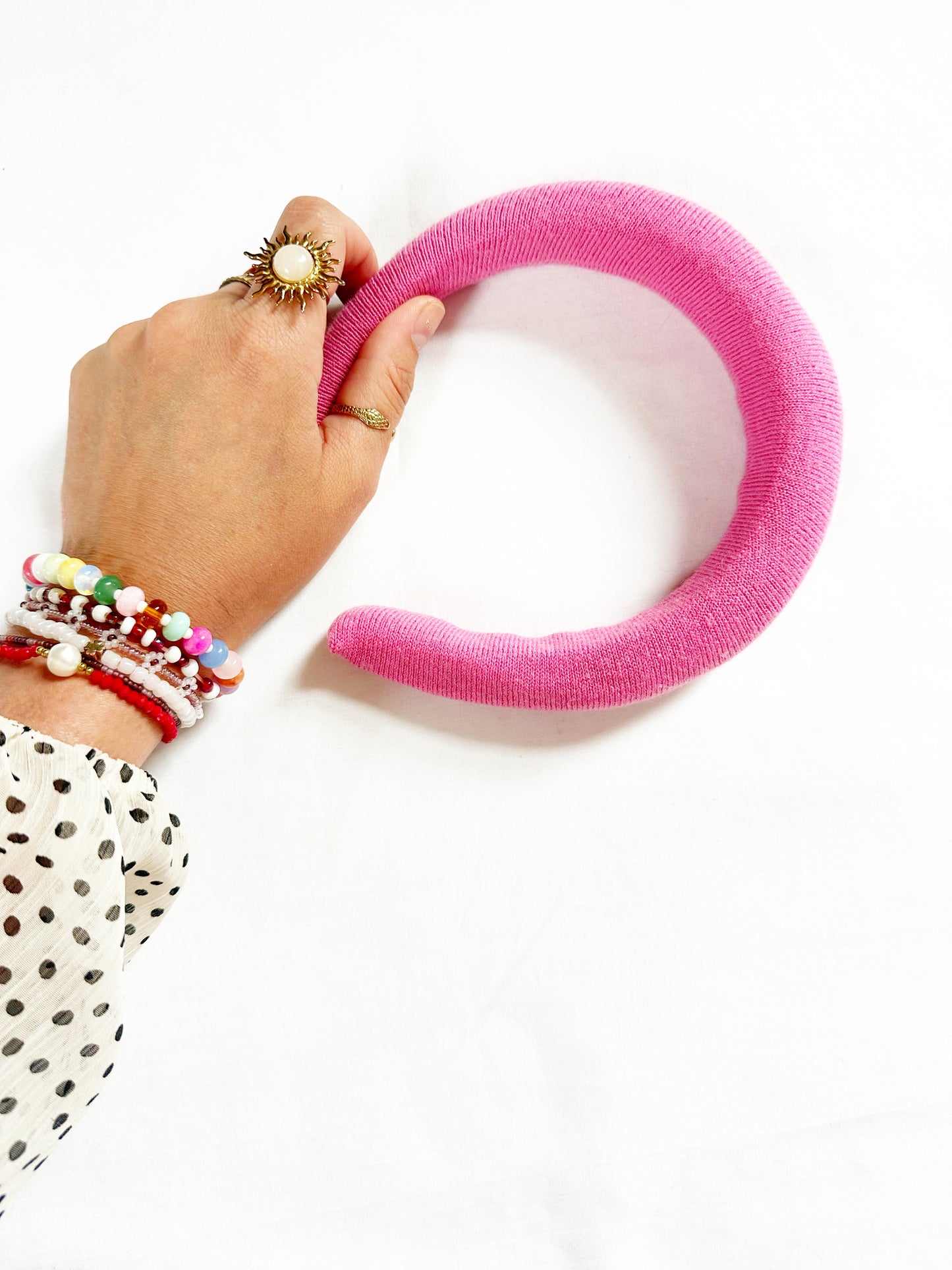 Padded Headband in pink wool
