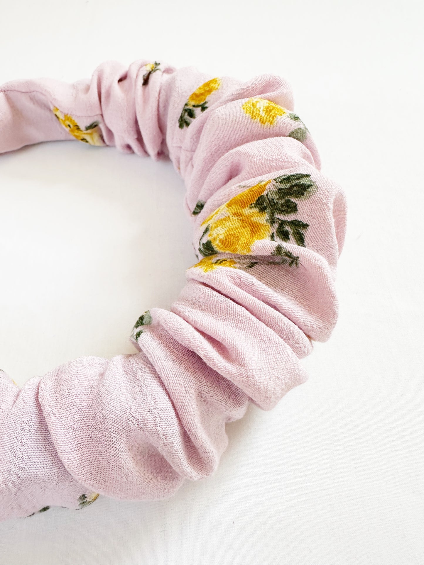 Ruffle Headband in pink yellow floral