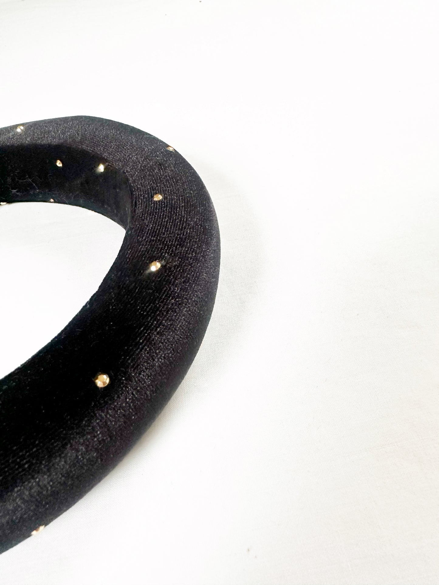 Padded Headband in black studded velvet
