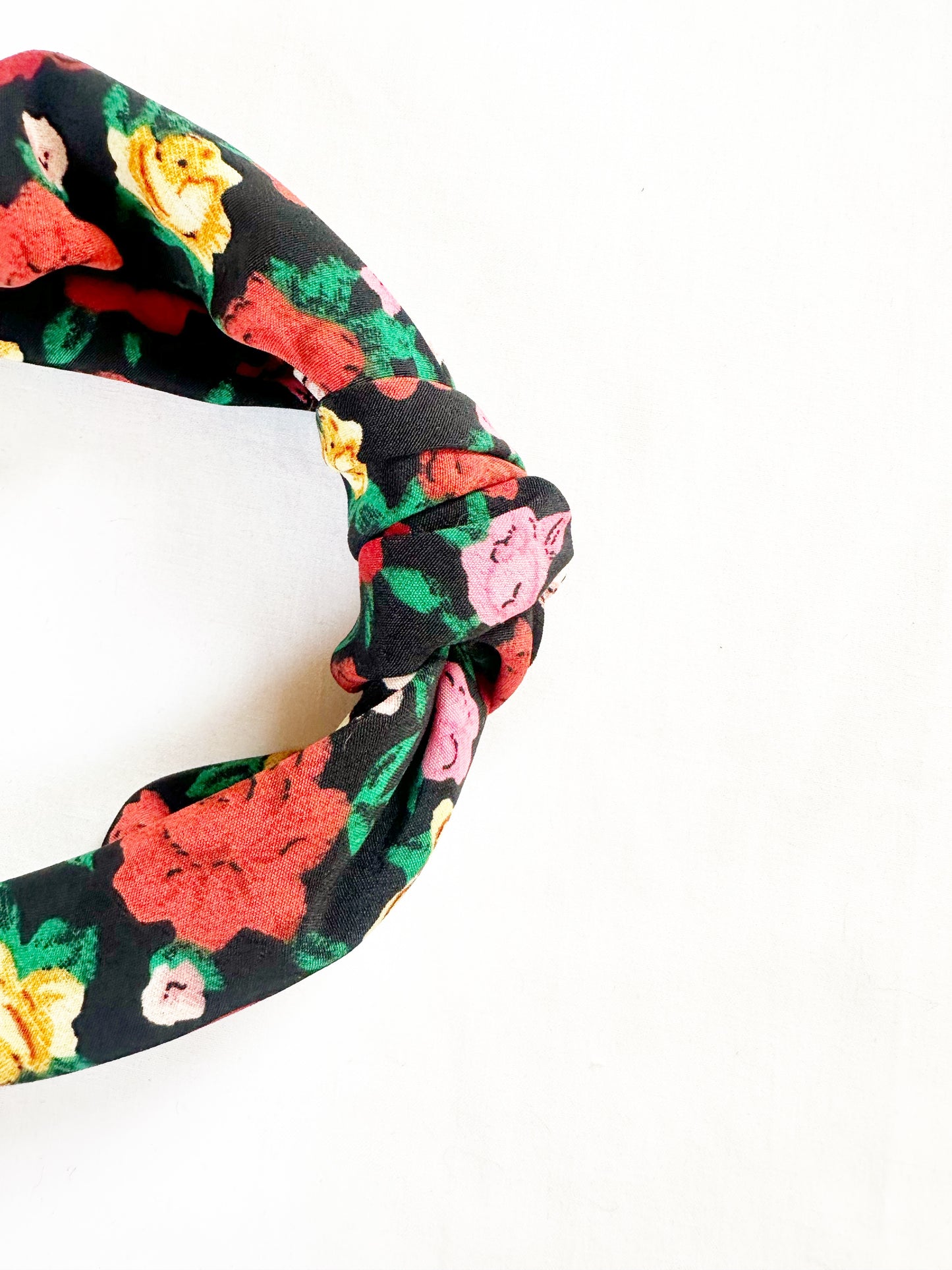 Knotted Headband in muiti colour rose print