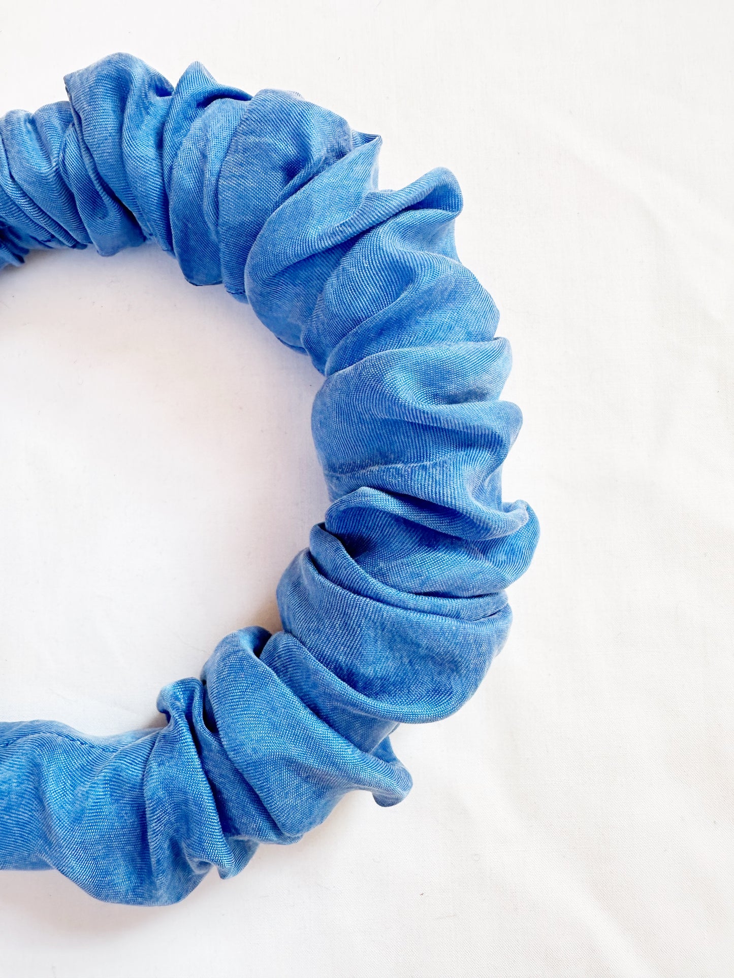 Ruffle Headband in vibrant blue silk