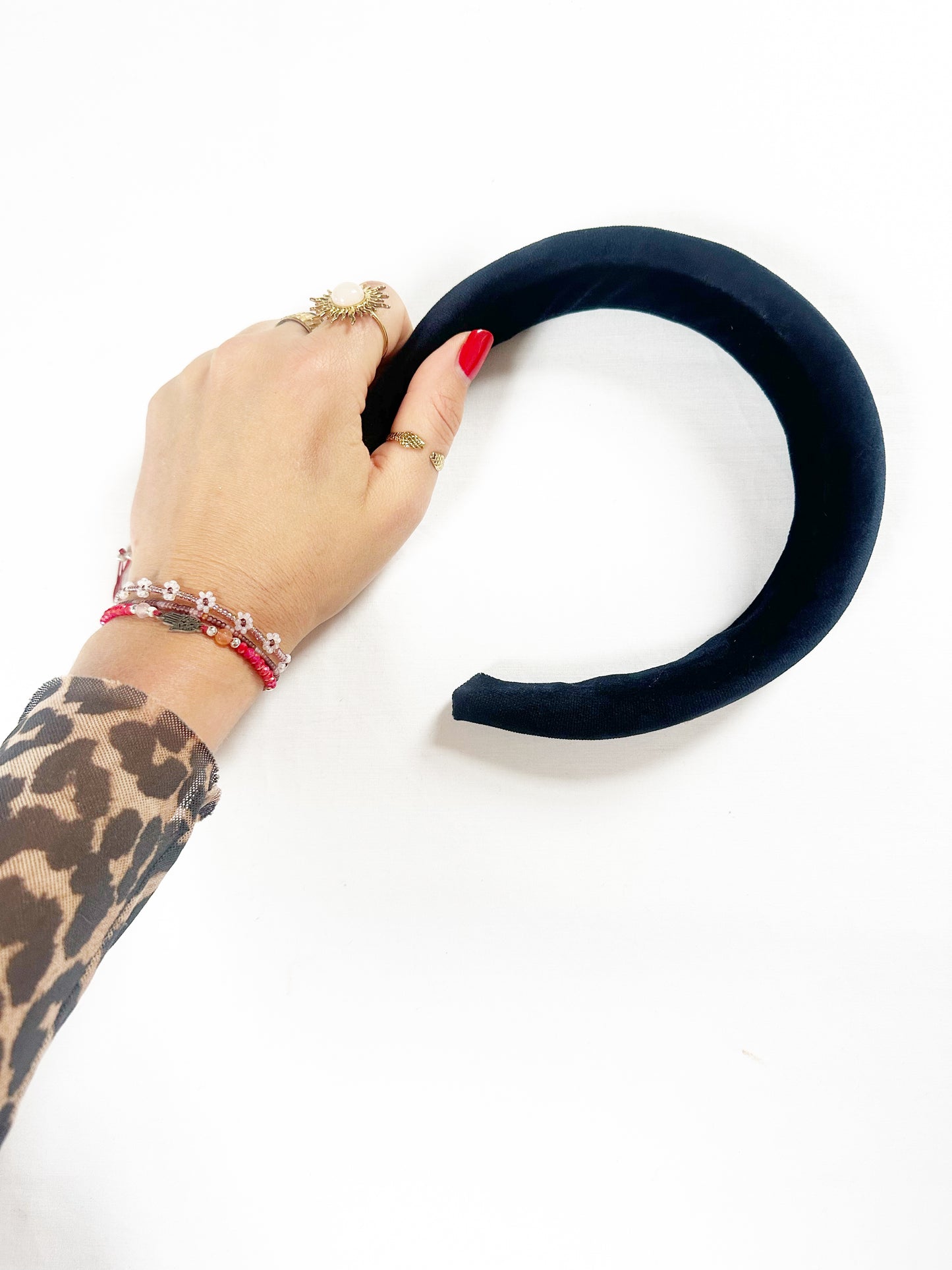 Padded Headband in midnight blue velvet