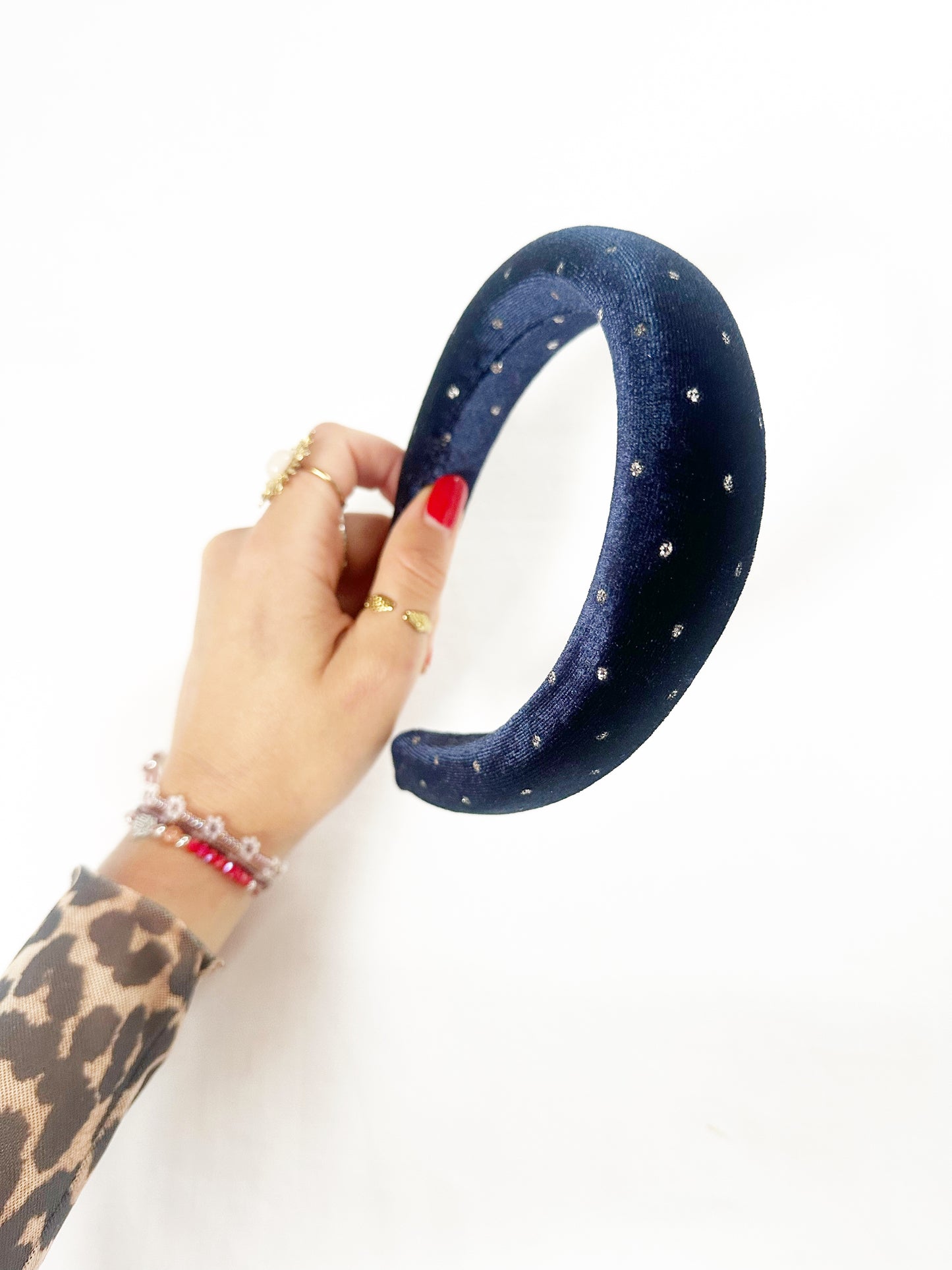 Classic Headband in blue velvet silver