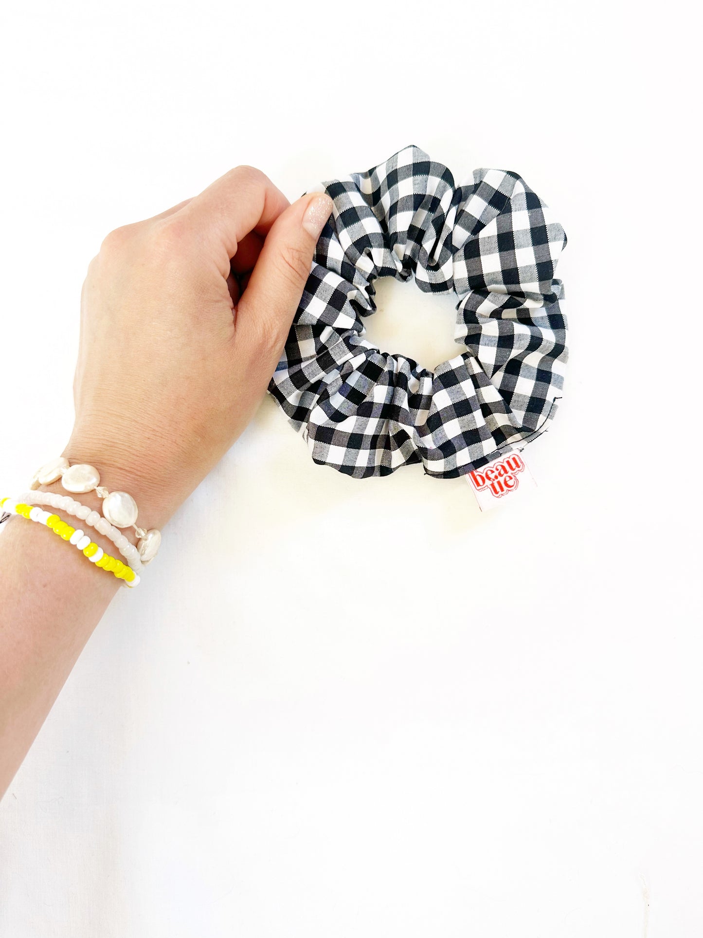 Madison OG scrunchie in black and white gingham
