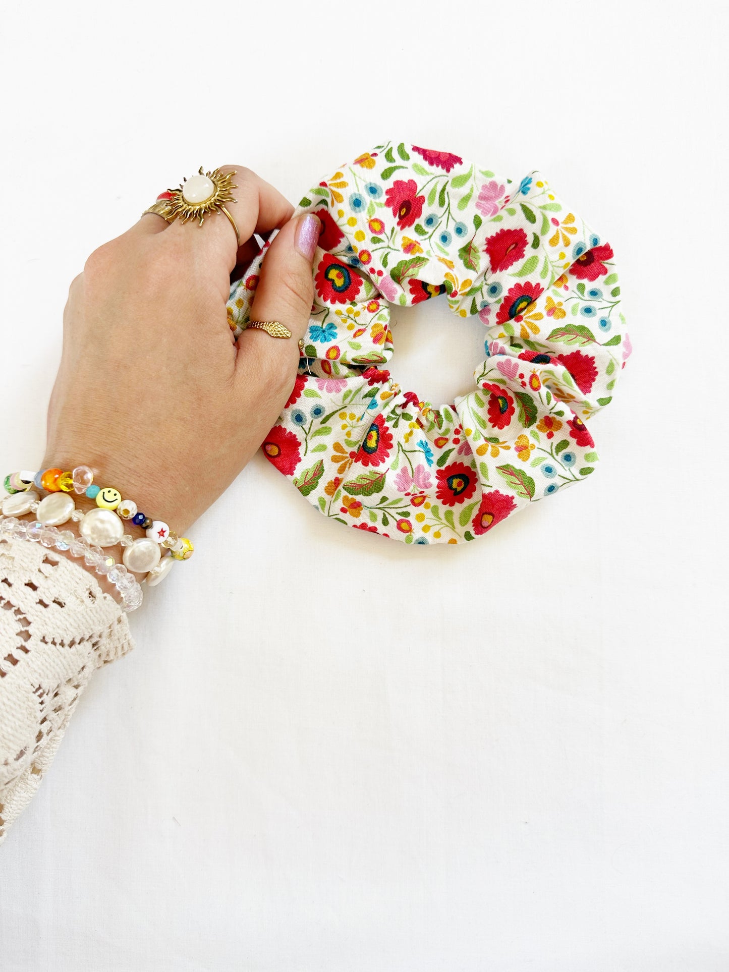 OG scrunchie in vibrant flower print