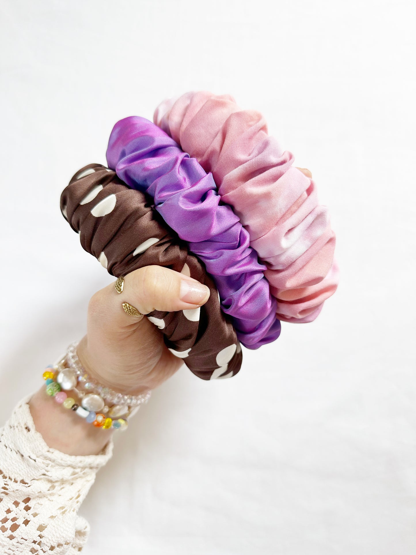 Ruffle Headband in brown polka dot