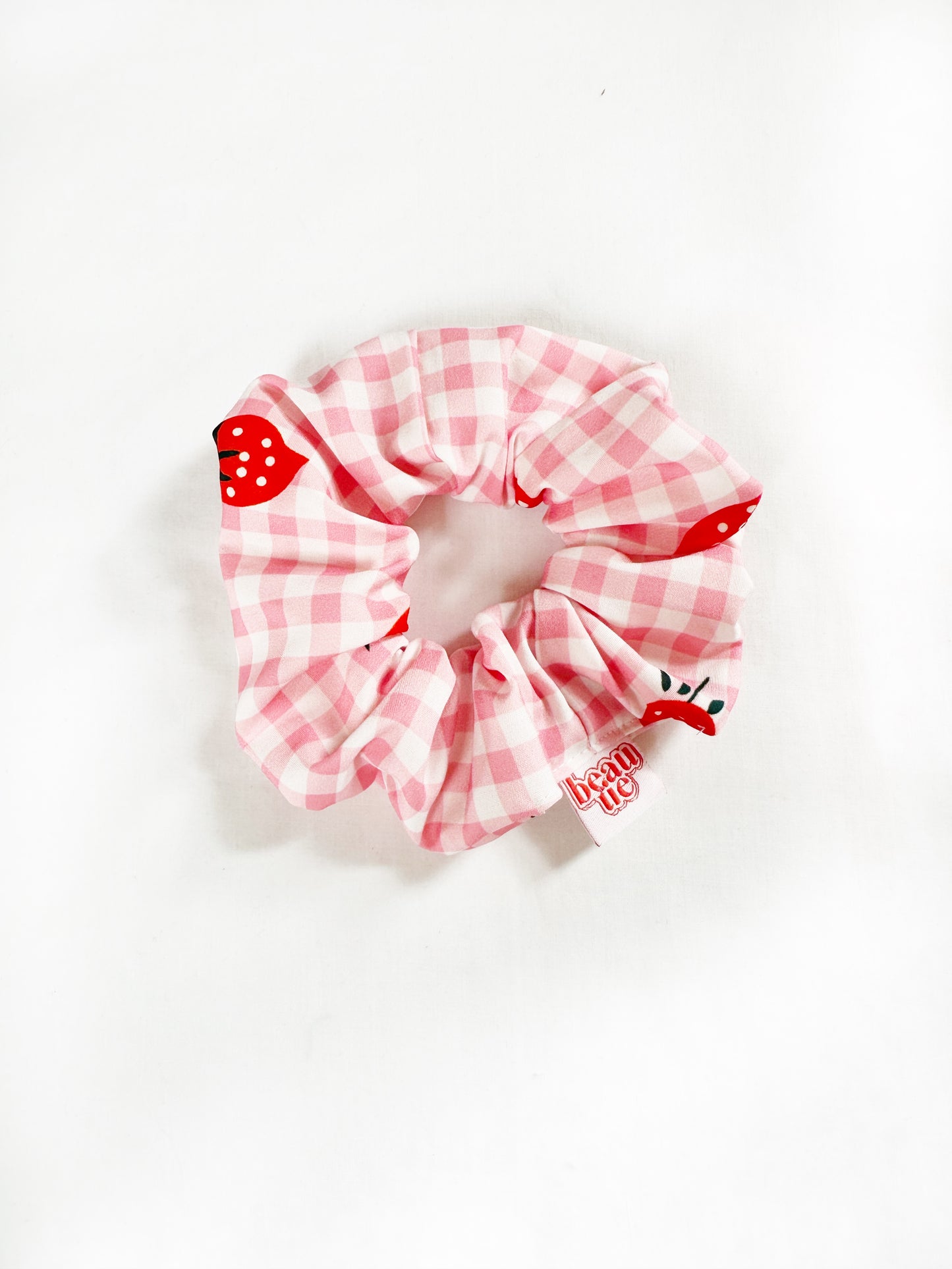 OG scrunchie in strawberry gingham