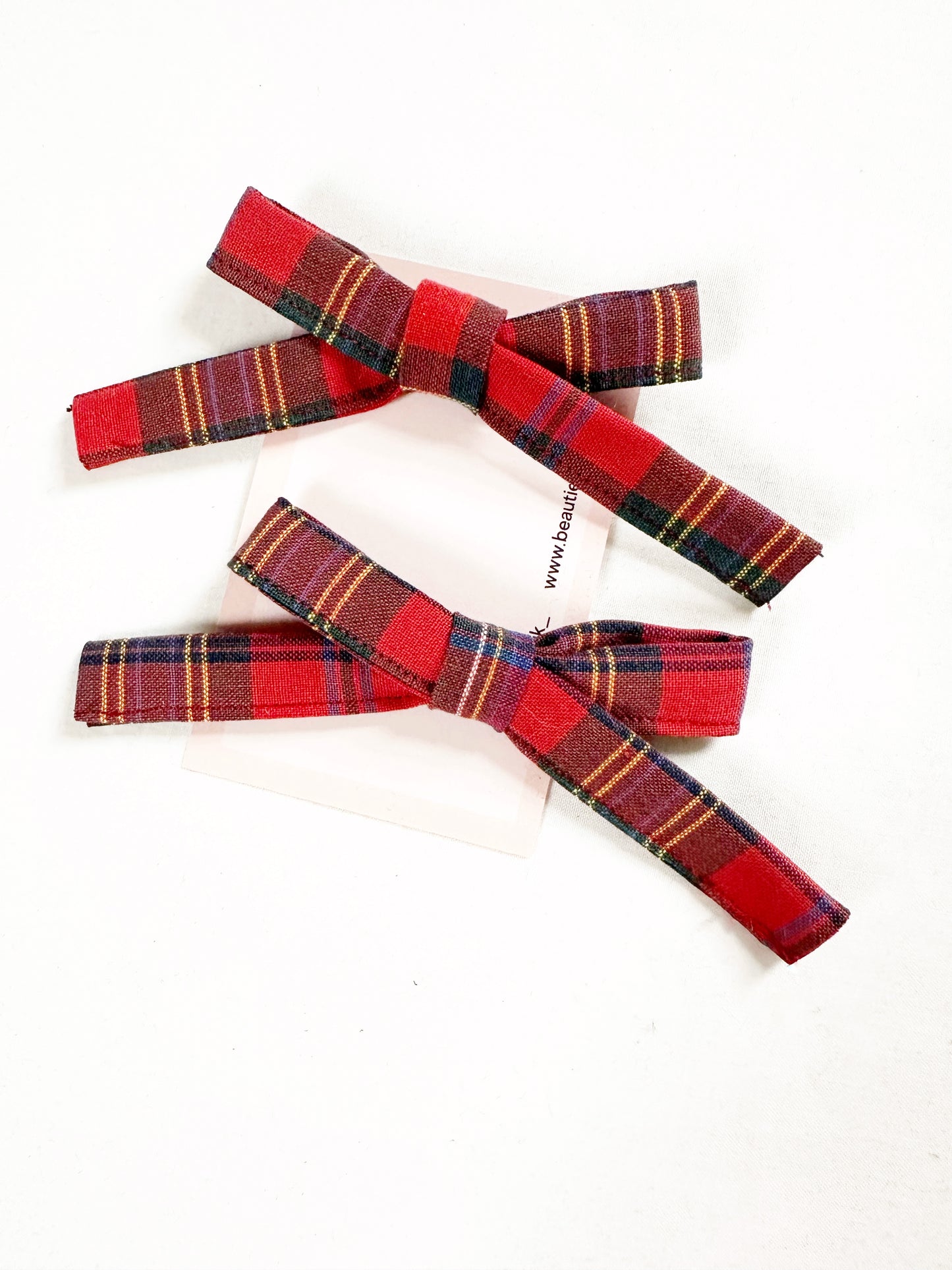 Bonnie mini hair bow set in vintage red tartan