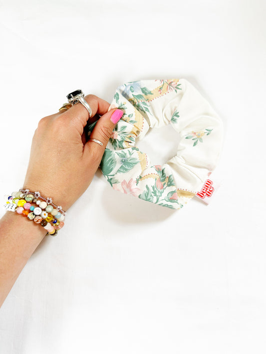 OG scrunchie in vintage floral cotton