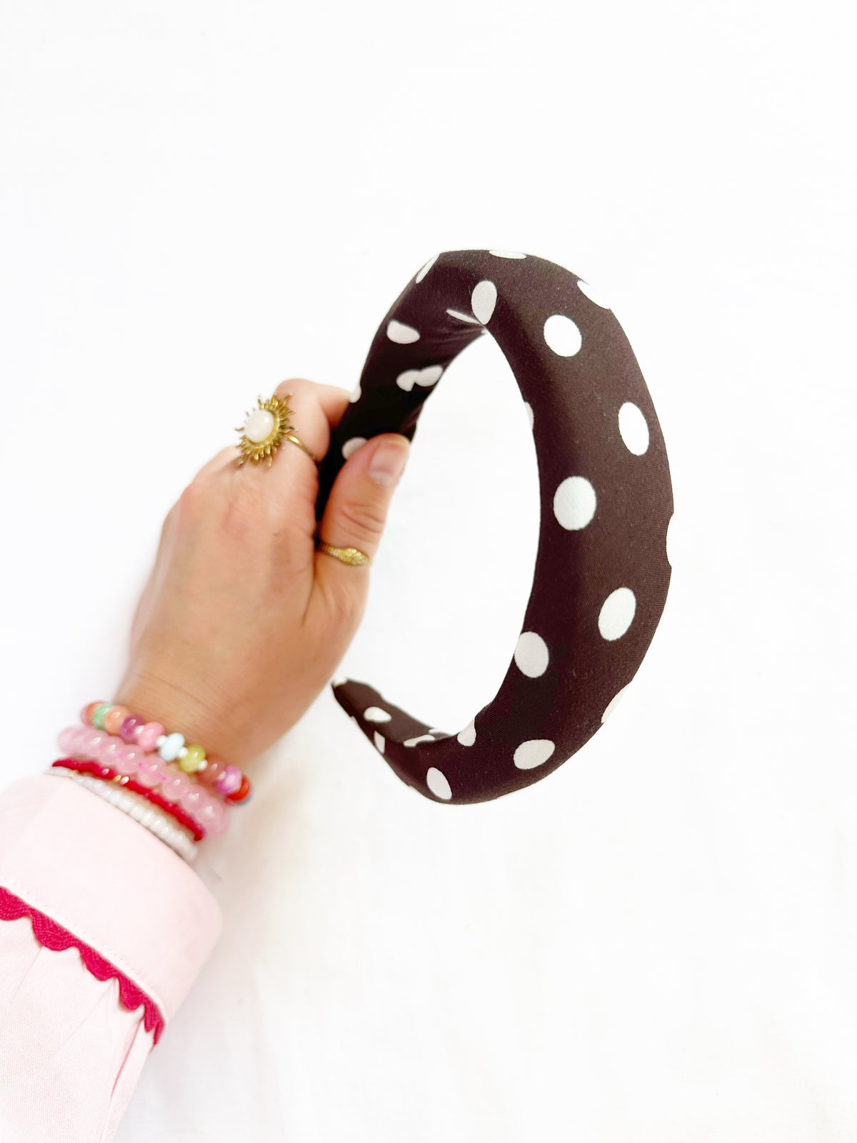 Classic Headband in brown polka dot