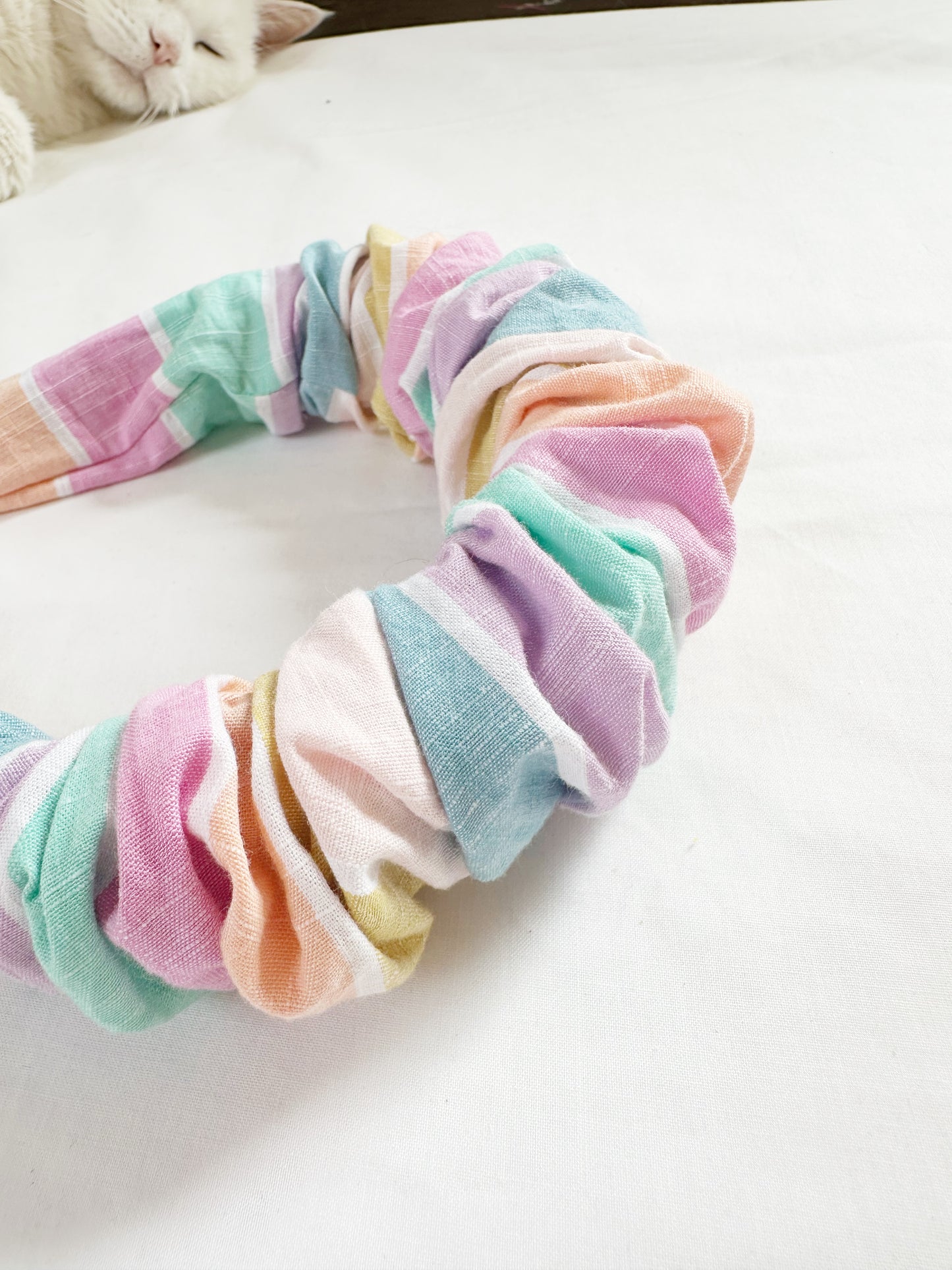 Ruffle Headband in pastel beach stripes